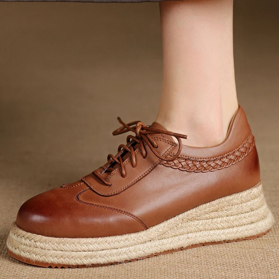 Oxford Lace Up Women - EAGSITY Scarpe oxford marroni in pelle