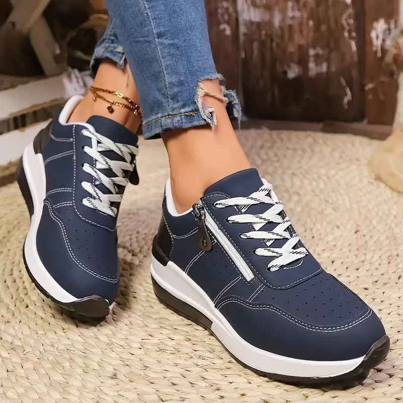 Oxford Lace Up Women - Sneakers da Donna con Zip Laterale