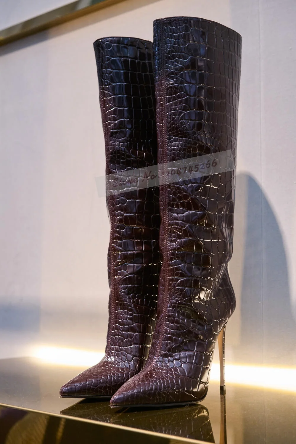 Women'S Shoes Burgundy - Stivali al ginocchio con tacco alto
